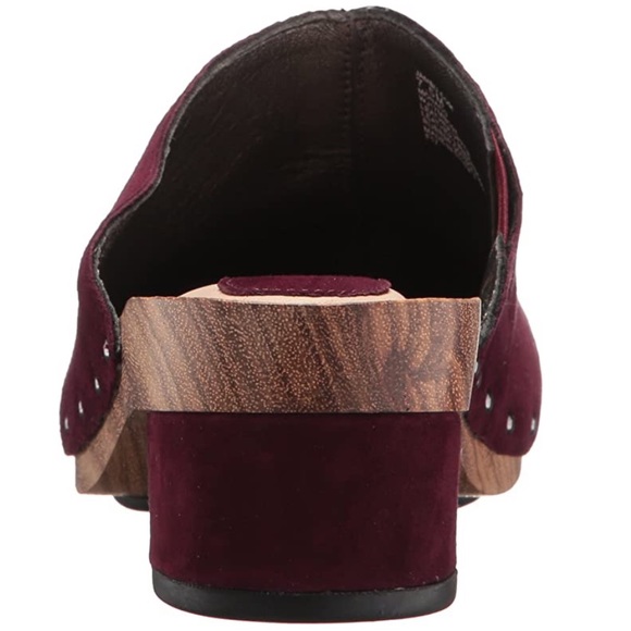 Red Wine Studded Closed Toe Heeled Mule Clog - Picture 4 of 4